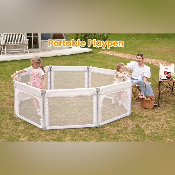 Dripex Foldable Baby Playpen in Light Grey - Picture 9 of 13
